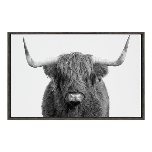 23 x 33 Sylvie Highland Cow Portrait Framed Canvas by Amy Peterson Gray -  Kate & Laurel All Things Decor