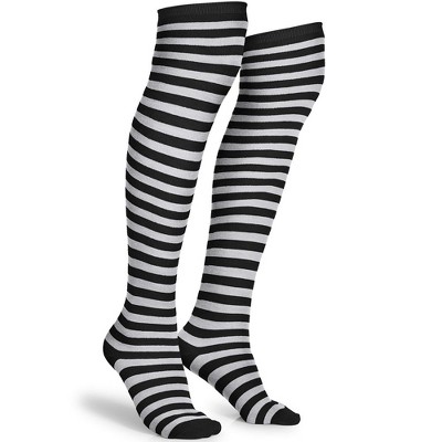 Skeleteen Womens Striped Knee Socks Costume Accessory - Black And White ...