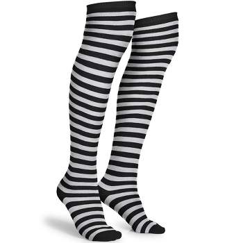 Skeleteen Womens Striped Knee Socks Costume Accessory - Black and White