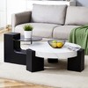 Round Double-Layer Coffee Table with MDF and Glass Top, Detachable L-Shaped Legs for Living Room and Lounge Use - 2 of 4