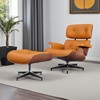 HomeRoots 28" Orange and Light Brown Tufted Genuine Leather Lounge Chair With Ottoman - 2 of 4