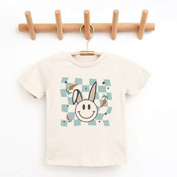 The Juniper Shop Checkered Smiley Easter Bunny Toddler Short Sleeve Tee