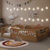 ORRD Montessori Floor Bed Frame: High Rails, Light & Storage, Natural Wood - 2 of 4