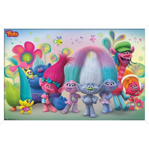 Trends International Trolls - Group Framed Wall Poster Prints White ...