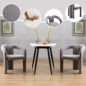 Gulches Set of 2 Gray Velvet Contemporary Accent Dining Chairs - Barrel Side Chairs with Elephant Feet, High-Density Foam - 1 of 4