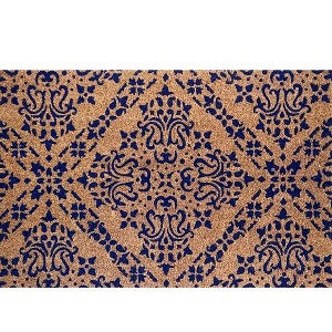 Briarwood Lane Everyday Coir Doormat 36x24 Blue Damask Coir Doormat - 1 of 3