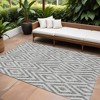 Gray Silver And Ivory Geometric Washable Indoor Outdoor Area Rug - 2 of 4