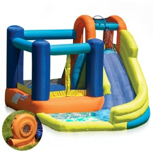 Kids Bounce House Water Slide With Climbing Wall - Wet and Dry Inflatable Bounce House for kids, Includes Electric Air Blower, Ages 3-8 - BUBBLE JUMP - 1 of 4