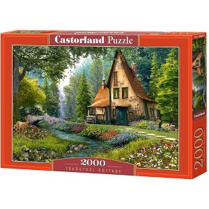 2000 Piece Jigsaw Puzzle, Toadstool Cottage, Charming Nook, Pond, Countryside, Adult Puzzles, Castorland C-200634-2 - 1 of 4