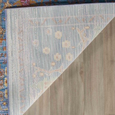 Serenity Blue Floral 27" Synthetic Area Rug