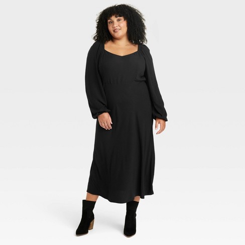 Women's Midi Slip Dress - A New Day™ Black XXL