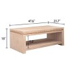 47.6" Natural Modern Farmhouse Wood Coffee Table with Beaded Trim, Open Storage Shelf Center Table for Living Room -3irtyhousy - 4 of 4