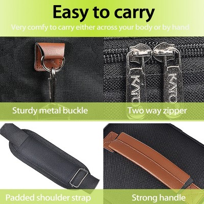 Black Insulated 4-Bottle Wine Carrier Tote with Leather Handle