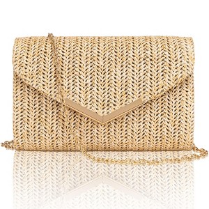Generic Straw Purse for Women, Summer Woven Beach Purse Trendy with Chain Strap - 1 of 4