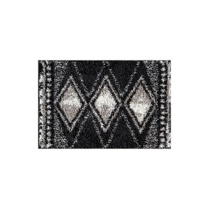 World Rug Gallery Geometric Grid Shag Rug – Anthracite Dark Gray – Medium Pile – Durable for Living Room, Bedroom, or Entryway - 1 of 4