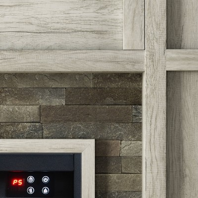 48'' Light Gray Freestanding Electric Fireplace with Realistic Flame