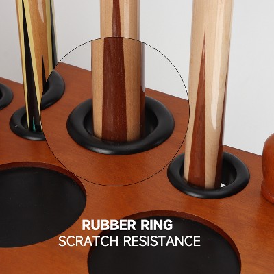 Oak Corner-Style Floor Stand Billiard Pool Cue Rack with Score Counters