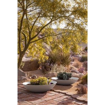 Lane Bowl 32" White Plastic-Stone Composite Round Planter