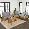 Everly 4-Piece Modern Cottage Acacia Wood Outdoor Patio Set with Cushions and Tropical Decorative Pillows - JONATHAN Y - 2 of 4