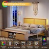 Homhougo Natural Rattan King Size Bed Frame with Sliding Barn Door Storage Cabinets and Headboard Ivory - 3 of 4