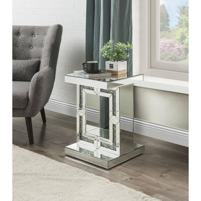 16" Mirrored Glass and Faux Diamond Accent Table