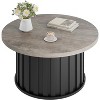 31.9" Round Coffee Table - Mid Century Modern Style with Metal Base & Fluted Design, Small Space Center Table for Living Room, Home & Apartment - 2 of 4