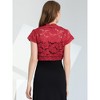 INSPIRE CHIC Women's Elegant Short Sleeve Sheer Floral Lace Shrug - 4 of 4