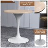 LeisureMod Verve 27" Round Dining Table - MDF Wood Top with Modern White Pedestal Base Accent Side Table for Kitchen and Home - 3 of 4