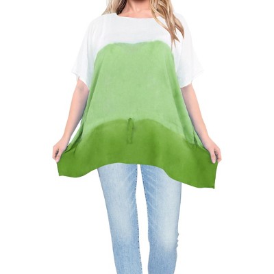 LA LEELA Women's Summer Loose Holiday Bathing Suit Cover Ups Vacation Beachwear Oversized Swim Suit for Women 1X-2X Green, Tie Dye Design