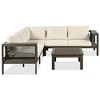 Sapphtopaz Patio Furniture Set Outdoor Rattan Sectional Conversation Sofa with Acacia Wood Legs and Coffee Table for Garden, Terrace - 4 of 4