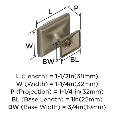 Golden Champagne Modern Rectangular Cabinet Knob with Mounting Hardware