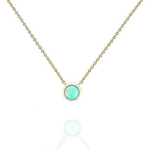 Clotth Stainless Steel Opal Pendant Necklace for Women | Created Opal Cubic Zirconia Delicate Choker | Round Opal Necklace - 1 of 4