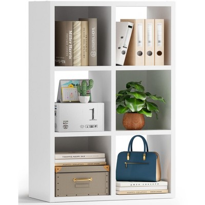 COMHOMA 4/6/8 Wood Cube Storage Shelf, White Wood Bookshelf with Removable Back Panels, Open Back Design for Vertical or Horizontal Placement