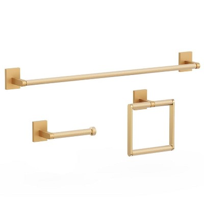 Bathroom Hardware Set 3 Piece Brushed Nickel/Brushed Gold Bathroom Accessories Set Including 24" Hand Towel Bars, Toilet Paper Holders, Towel Rings