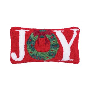 C&F Home 6" x 12" Joy Wreath Hooked Christmas Throw Pillow Set of 2 - 1 of 4