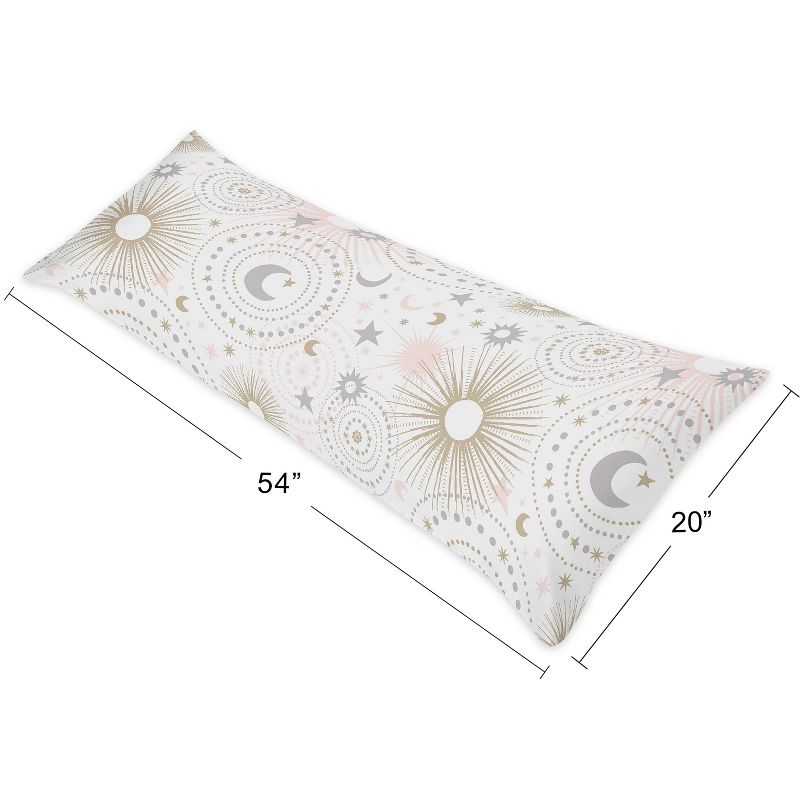 Sweet Jojo Designs Girl Body Pillow Cover (Pillow Not Included) 54in.x20in. Celestial Pink Gold and Grey, 5 of 6