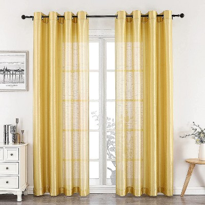 GoodGram 2 Piece Sheer Voile Faux Silk Spring & Summer 84 in. L Grommet Top Curtain Panels