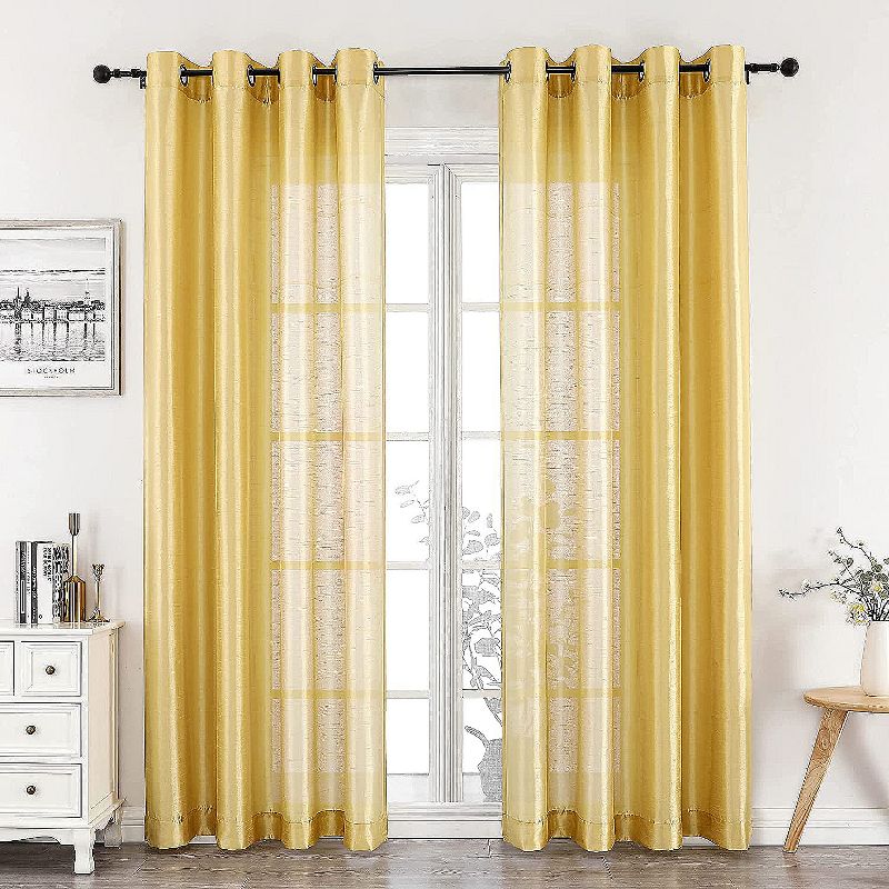 Kate Aurora Artisan Lightweight Transparent Faux Silk Sheer Grommet Single Curtain Panel, 1 of 6