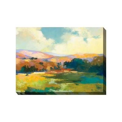 Cottage Garden West of The Wind Valley of Light Colorful 40 x 30 Inch Waterproof Gallery Wrapped Canvas, Outdoor Garden, Yard, Patio All Weather
