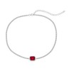Bella Silver Sterling Silver Asscher-Cut Ruby & CZ Tennis Choker - Pink - 12+3 Inch - 2 of 3