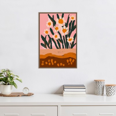 Pastel Floral Abstract Canvas Art with Beaded Frame