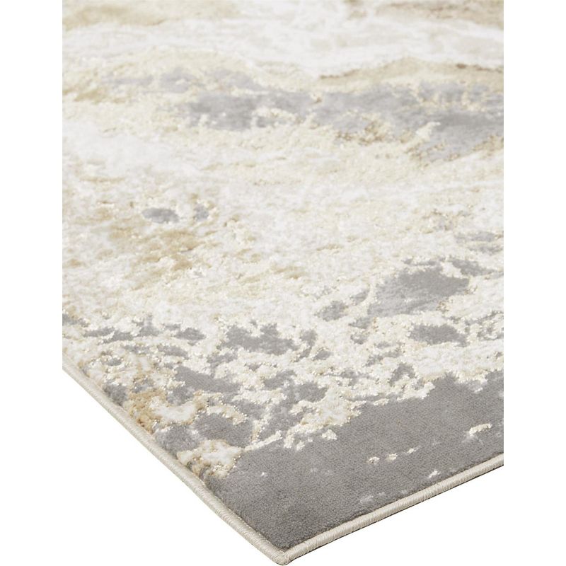 Aura Modern Abstract Ivory/Silver/Gold Area Rug, 3 of 7