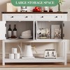 Sideboard Buffet Cabinet, Modern Farmhouse Coffee Bar Cabinet w/4 Doors, 2 Drawers & an Open Shelf, Wooden Console Table for Kitchen, Living Room - 3 of 4