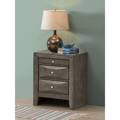 NicBex 23 Inch Nightstand with 3 Curved Fronts Drawers,Wood Side Table for Bedroom,Living Room