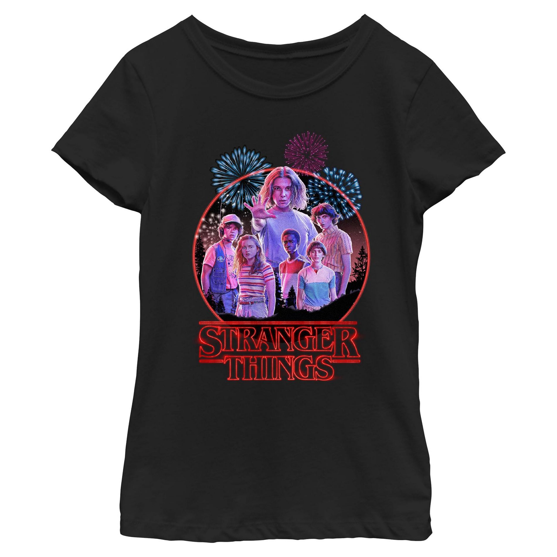 Girls Stranger Things Friends And Fireworks T Shirt