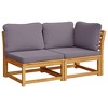 vidaXL Patio Lounge Set with Cushions - Solid Acacia Wood, 4-Piece Outdoor Furniture for Garden/Patio, Modular Design, Waterproof, Dark Gray Cushions - 4 of 4