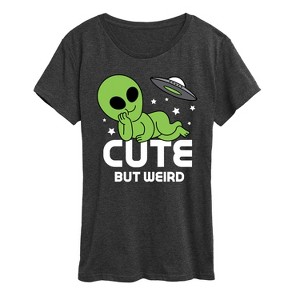 Women's - Instant Message - Alien Cute But Weird Short Sleeve Graphic T-Shirt - 1 of 4
