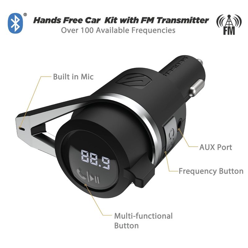 Scosche Bluetooth Power Delivery FM Transmitter 12W USB-A and 18W USB-C - Black, 6 of 10