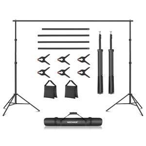 MaseiKar Photo Studio Backdrop Support System,Adjustable Background Stand with 4 Crossbars,6 Backdrop Clamps,2 Sandbags and Carrying Bag - 1 of 4