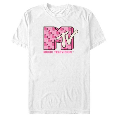 Men's Mtv Valentine's Day Pink Hearts Logo T-shirt : Target
